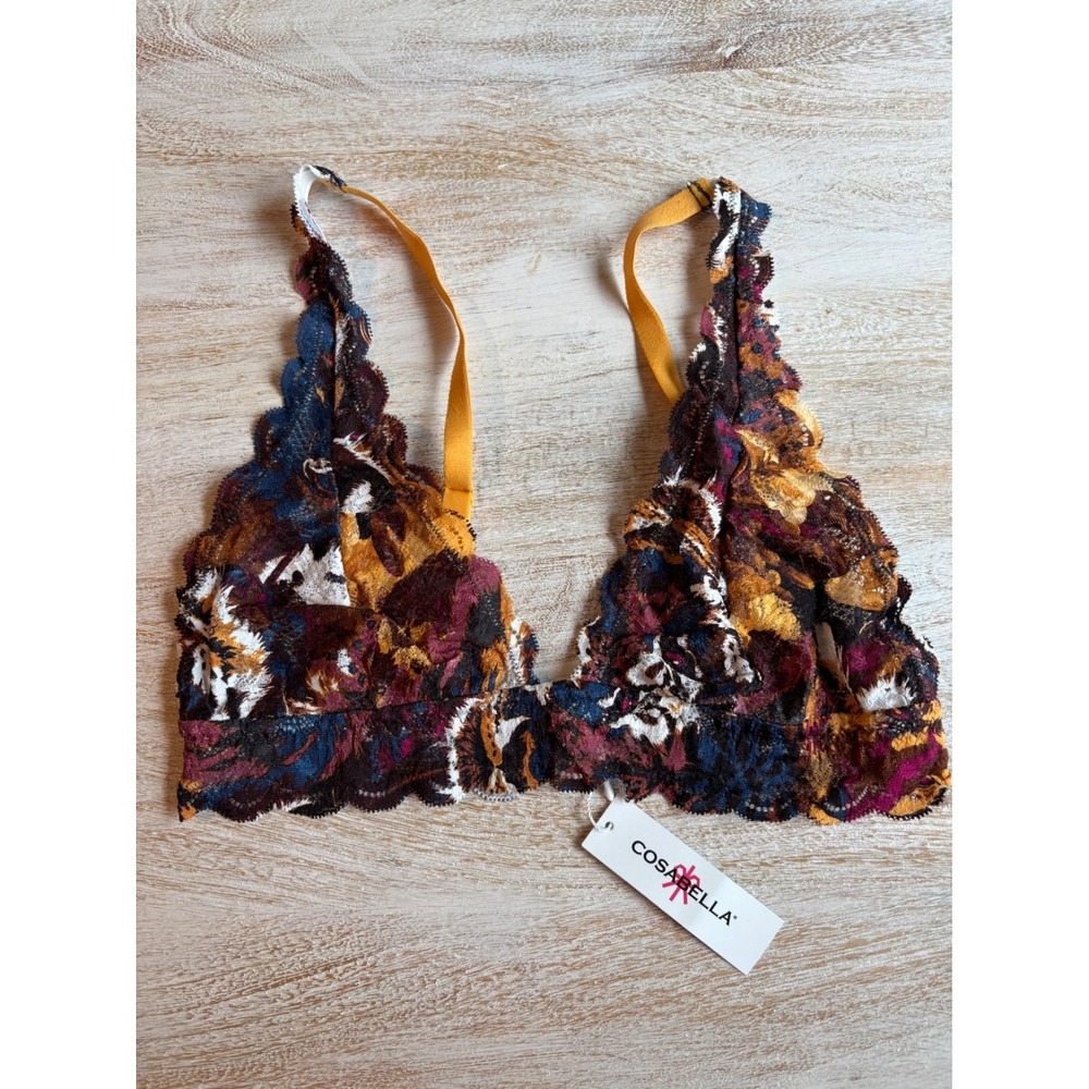 NWT Medium Cosabella Never Say Never Tall Triangle Bralette African Tiger Lace